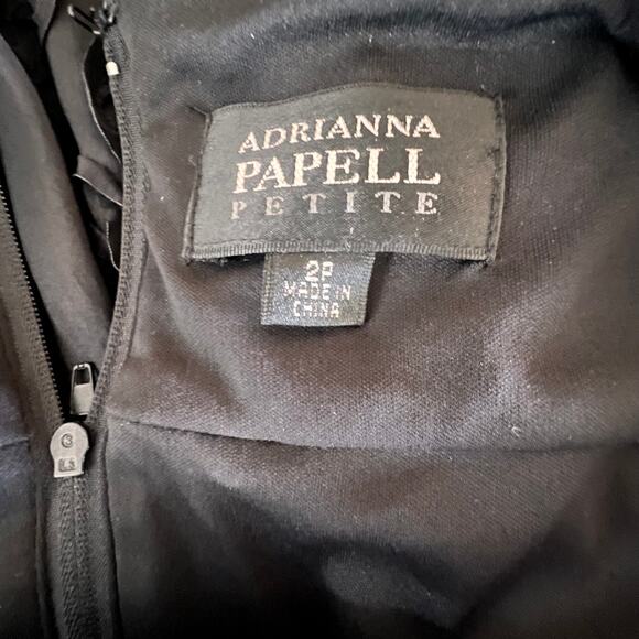 Adrianna Papell Dress Black Taffeta Fit Flare Cocktail Classic Elegant 2P - Picture 10 of 13